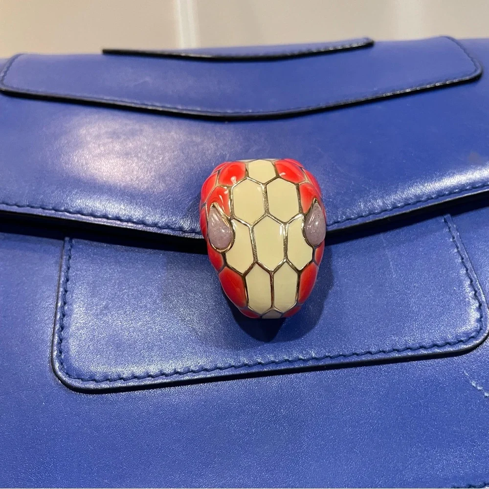 EUC Bvlgari Calfskin Leather Serpenti Forever Crossbody Blue Bag Purse Authentic - Picture 2 of 15